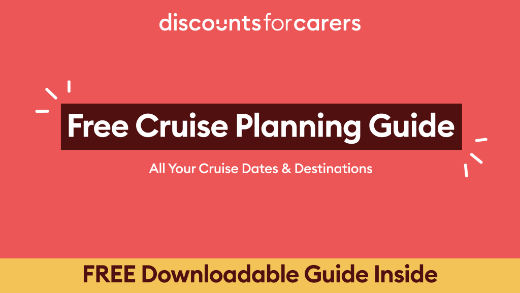 Royal Caribbean cruise ship at sea with a free downloadable cruise guide for carers offering exclusive discounts.